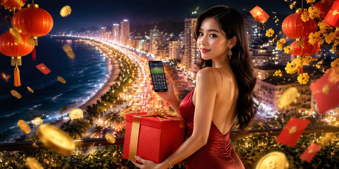 Người chơi tại Nha Trang nhận thưởng phong bì đỏ qua ứng dụng di động dưới ánh đèn lồng lễ hội